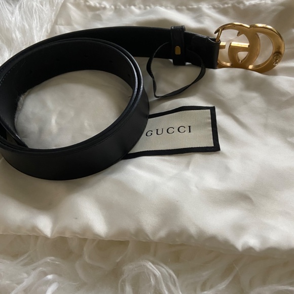 GG MARMONT LEATHER BELT WITH SHINY BUCKLE